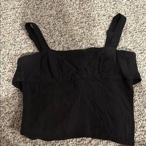 Elegant Black Women's Top wraps and ties  in back